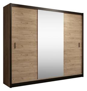 Dressing CRAFT, stejar craft/negru, PAL melaminat, cu 2 usi, 250x61x21