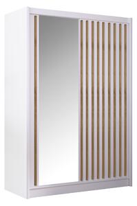 Dulap LADDER, alb/stejar craft, PAL melaminat/sticla, cu 2 usi, 150x61
