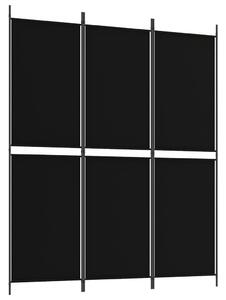 Paravan de cameră cu 3 panouri, negru, 150 x 180 cm, textil