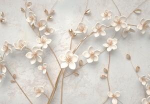 Fototapet - Flori cu tulpini aurii (147x102 cm)