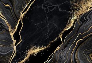Fototapet - Marmură negru-auriu (147x102 cm)