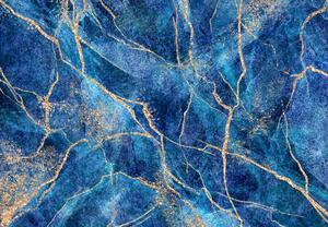 Fototapet - Marmură albastră cu aur (147x102 cm)