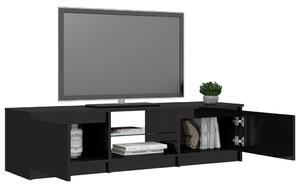 Comodă TV cu lumini LED, negru extralucios, 140x40x35,5 cm