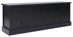 Comodă TV, negru, 108x30x40 cm, lemn masiv de paulownia