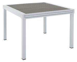 Masa extensibila gradina DORIO, alb/gri, otel/lemn, 100/200x100x75 cm