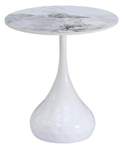 Masuta cafea EBREL, alb cu efect de marmura/alb, ceramica/otel, 50x57