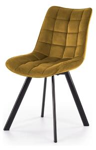 Scaun K332, galben mustar/negru, stofa catifelata/metal, 46X61X84 CM