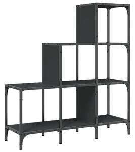 Bibliotecă, negru, 92x30x102 cm, lemn prelucrat și metal