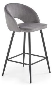 Scaun bar H96, gri/negru, stofa/otel, 48x49x89 cm