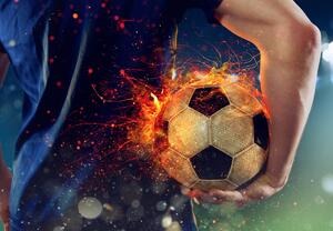 Fototapet - Minge de fotbal în flăcări (147x102 cm)