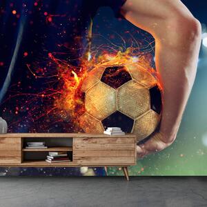Fototapet - Minge de fotbal în flăcări (147x102 cm)