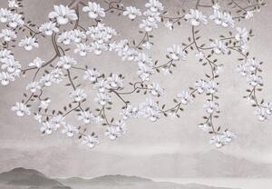 Fototapet - Flori într-un peisaj gri (147x102 cm)