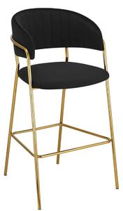 Scaun bar DASMIN TIP 2, negru/auriu, stofa catifelata/metal, 54x54x109