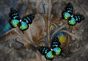 Fototapet - Fluturi strălucitori în tablou (147x102 cm)