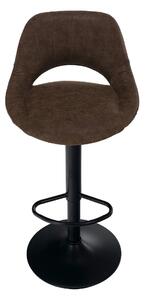 Scaun bar LORASA NEW, maro/negru, piele intoarsa/metal, 45x45x82/102 c