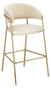 Scaun bar DASMIN TIP 2, bej/auriu, stofa catilfelata/metal, 54x54x109