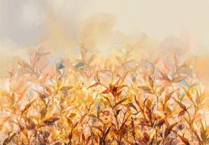 Fototapet - Frunze în culori de toamnă, pictură în ulei (147x102 cm)