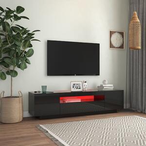 Comodă TV cu lumini LED, negru extralucios, 160x35x40 cm