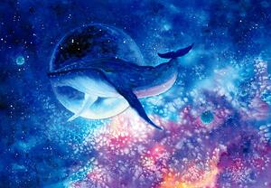 Fototapet - Balenă pictată în spațiu (147x102 cm)