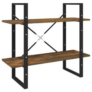 Bibliotecă 2 niveluri stejar fumuriu 80x30x70 cm lemn compozit