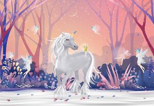 Fototapet - Unicorn într-o pădure magică (147x102 cm)