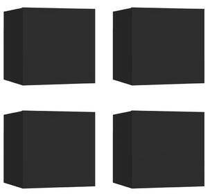 Dulapuri TV montaj pe perete, 4 buc., negru, 30,5x30x30 cm