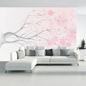 Fototapet - Copac cu flori roz (147x102 cm)