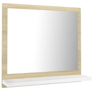 Oglindă de baie, alb/stejar sonoma, 40 x 10,5 x 37 cm, PAL