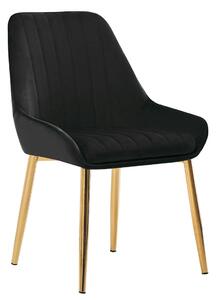 Scaun PERLIA, negru/auriu, stofa catifelata/metal, 56x62x89 cm