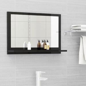 Oglindă baie LED negru extralucios 60x10,5x37cm lemn prelucrat