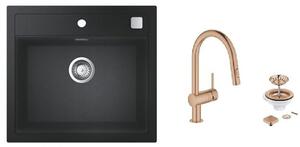 Set chiuvetă din granit Grohe K700 31651AP0, baterie bucătărie Grohe Minta 32321DL2, 40400DL0
