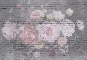 Fototapet - Cărămizi cu flori (147x102 cm)