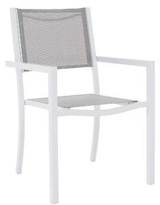 Scaun DORIO, gri deschis/alb, material textil/otel, 56x62x86 cm