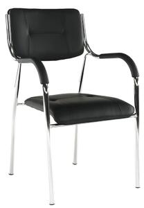 Scaun ILHAM, negru/crom, piele ecologica/metal, 52x55x85 cm