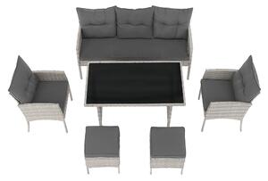Set gradina LALEN, gri, ratan sintetic/metal/sticla temperata, cu masa