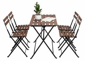 Set gradina EDAN TIP 2, nuc/negru, lemn/otel, cu masa si 4 scaune