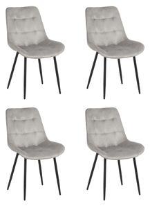 Set 4 Scaune Bucatarie/Dining Jaro Catifea Gri Deschis