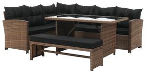 Set gradina MADUL, maro/negru, ratan sintetic/sticla temperata/metal