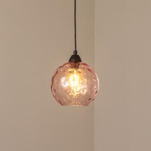 Opviq Lampa suspendată Benek, roz, sticlă, Ø 20 cm, E27, reglabil, Roz / Rosé, Camera de zi / sufragerie, Sticlă, Viața tânără