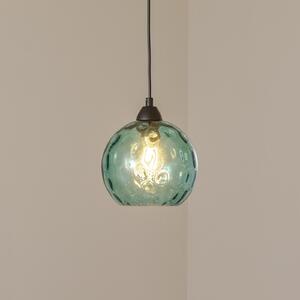 Opviq Lampa suspendată Benek, albastră, sticlă, Ø 20 cm, E27, reglabil, Albastru, Camera de zi / sufragerie, Sticlă, Viața tânără