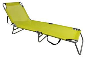 Sezlong gradina KELEO, gri/verde, plasa/otel, 58x182x79 cm