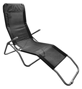 Sezlong gradina SELNO, gri/negru, plasa/otel, 58x160x97 cm