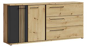 Comoda MOLTO ML13, stejar artisan/negru, PAL, 180x37x86 cm