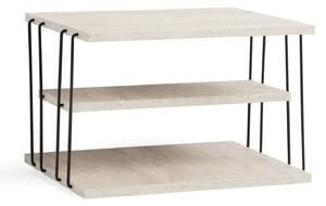 Masuta LIFON, bej/negru, PAL melaminat/metal, 50x40x33 cm