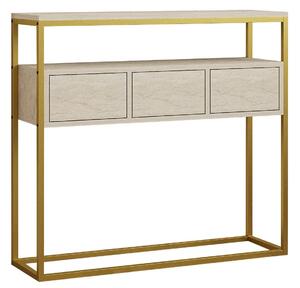 Consola GUARDA, bej cu efect de marmura/auriu, PAL melaminat, 100x29x9