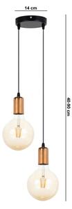 Lustră pe cablu MIROS 2xE27/60W/230V rotundă neagră/cupru