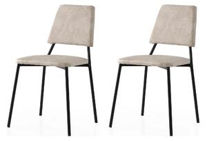 Set 2 scaune LIMA 4551 V2, bej deschis/negru, stofa catifelata/metal