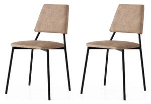 Set 2 scaune LIMA 4552 V2, bej/negru, stofa catifelata/metal, 43x54x78
