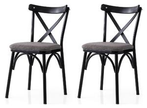 Set 2 scaune EKOL 291 V2, gri inchis/negru, stofa clasica/metal, 42x40