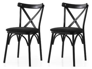 Set 2 scaune EKOL 290 V2, negru, stofa clasica/metal, 42x40x81 cm